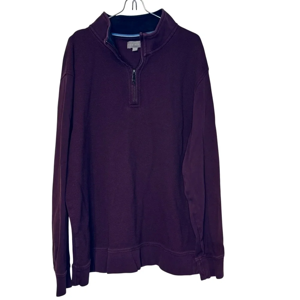 Ted Baker Men's Sweater Long Sleeve 1/4‎ Zip Mock Neck Knit Burgundy 1816488 XL